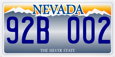 NV license plate 92B002