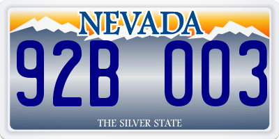 NV license plate 92B003