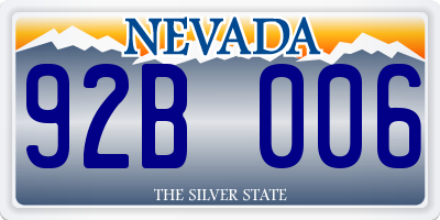 NV license plate 92B006