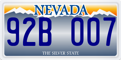 NV license plate 92B007