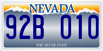 NV license plate 92B010