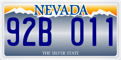 NV license plate 92B011