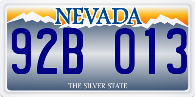 NV license plate 92B013