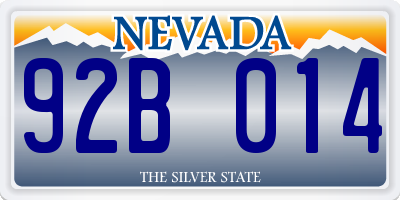 NV license plate 92B014