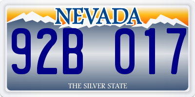 NV license plate 92B017