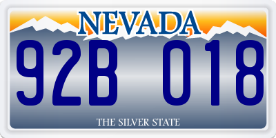 NV license plate 92B018