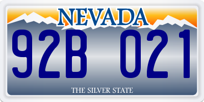NV license plate 92B021