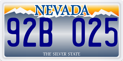 NV license plate 92B025