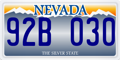 NV license plate 92B030