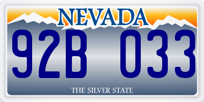 NV license plate 92B033