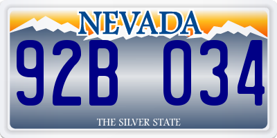 NV license plate 92B034