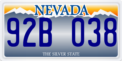 NV license plate 92B038