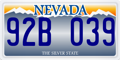 NV license plate 92B039