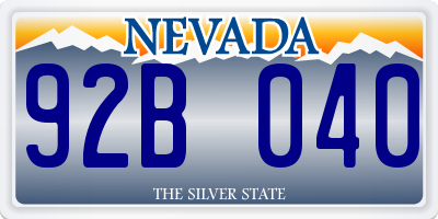 NV license plate 92B040