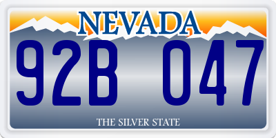 NV license plate 92B047