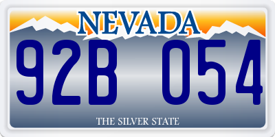 NV license plate 92B054