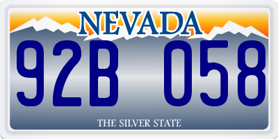 NV license plate 92B058