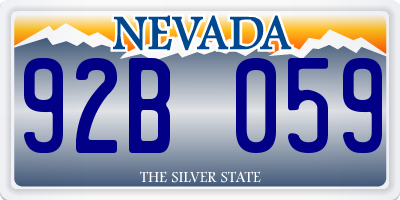 NV license plate 92B059