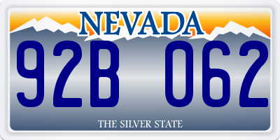 NV license plate 92B062