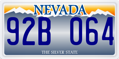 NV license plate 92B064