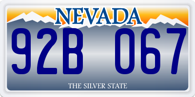 NV license plate 92B067