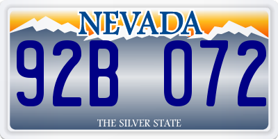 NV license plate 92B072