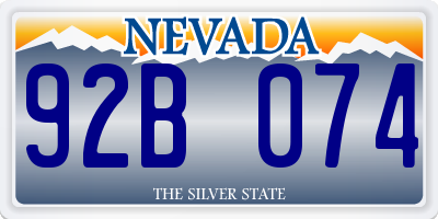 NV license plate 92B074