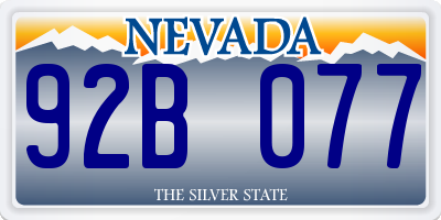 NV license plate 92B077