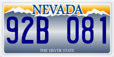 NV license plate 92B081