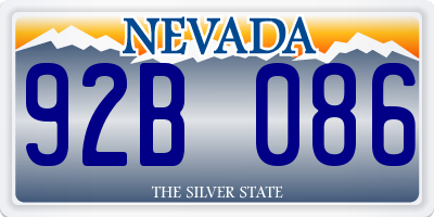 NV license plate 92B086