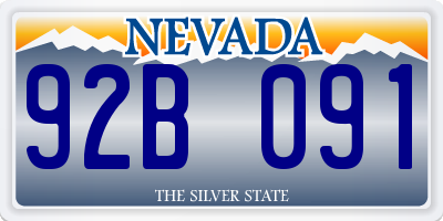 NV license plate 92B091