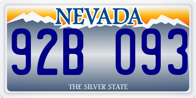 NV license plate 92B093