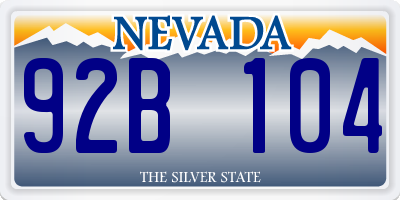 NV license plate 92B104