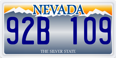 NV license plate 92B109