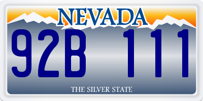 NV license plate 92B111