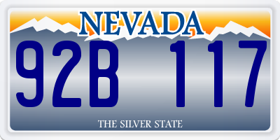 NV license plate 92B117