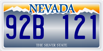 NV license plate 92B121