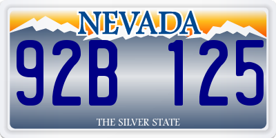 NV license plate 92B125