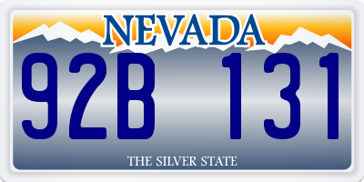 NV license plate 92B131