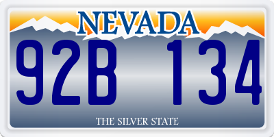 NV license plate 92B134