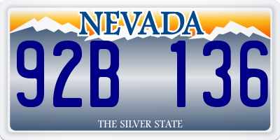 NV license plate 92B136