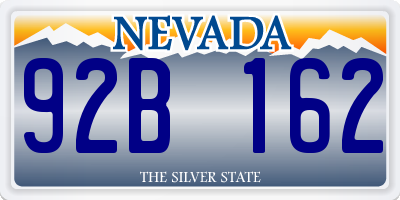 NV license plate 92B162