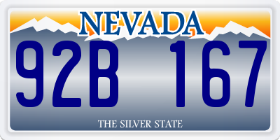 NV license plate 92B167