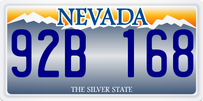 NV license plate 92B168