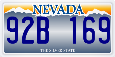 NV license plate 92B169