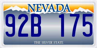 NV license plate 92B175