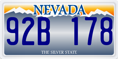 NV license plate 92B178
