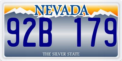 NV license plate 92B179