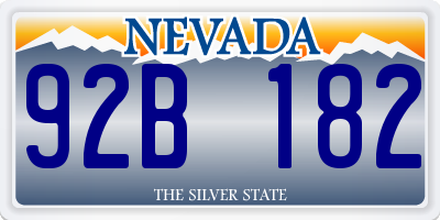 NV license plate 92B182
