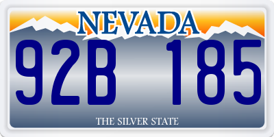 NV license plate 92B185